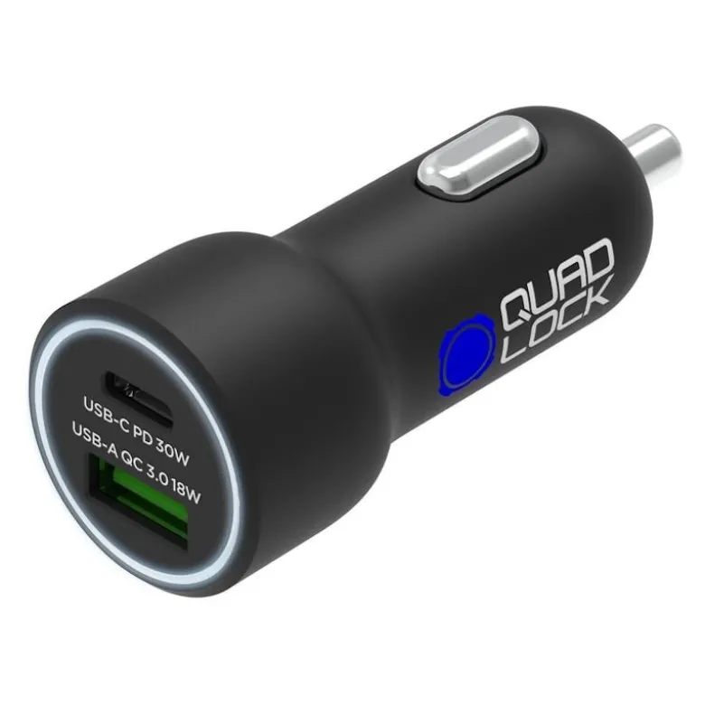 Ładowarka QUAD LOCK samochodowa 48W - USB C PD + USB A Q C3.0 czarny