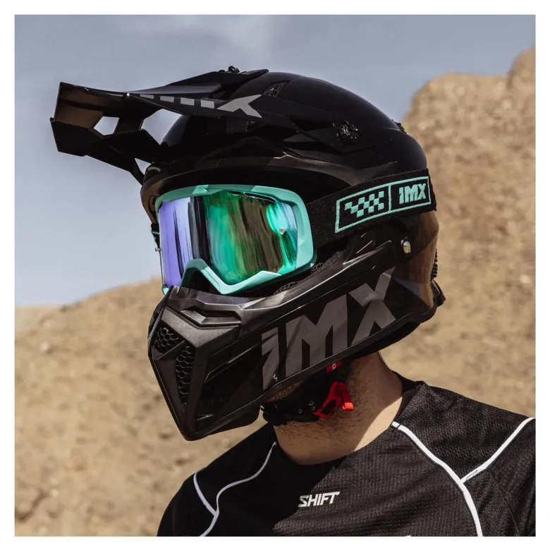 Gogle motocyklowe IMX ENDURANCE RACE TURQUOISE MATT/BLACK SZYBA IRIDIUM GREEN + CLEAR niebieski czarny