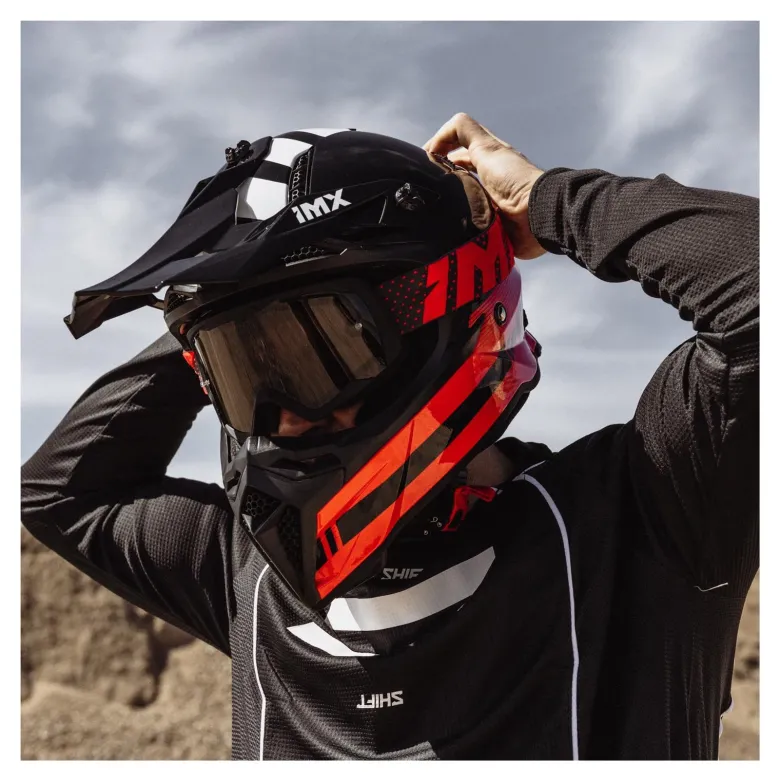 Gogle motocyklowe IMX ENDURANCE FLIP BLACK MATT/RED SZYBA DARK SMOKE + CLEAR czarny mat czerwony