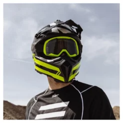 Gogle motocyklowe IMX ENDURANCE FLIP FLO YELLOW MATT/BLACK SZYBA DARK SMOKE + CLEAR żółty fluo czarny