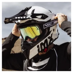 Gogle motocyklowe IMX ENDURANCE RACE BLACK GLOSS/WHITE SZYBA IRIDIUM GOLD + CLEAR czarny biały