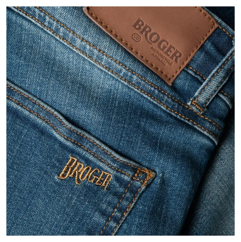 Jeansy motocyklowe BROGER CALIFORNIA WASHED BLUE niebieski