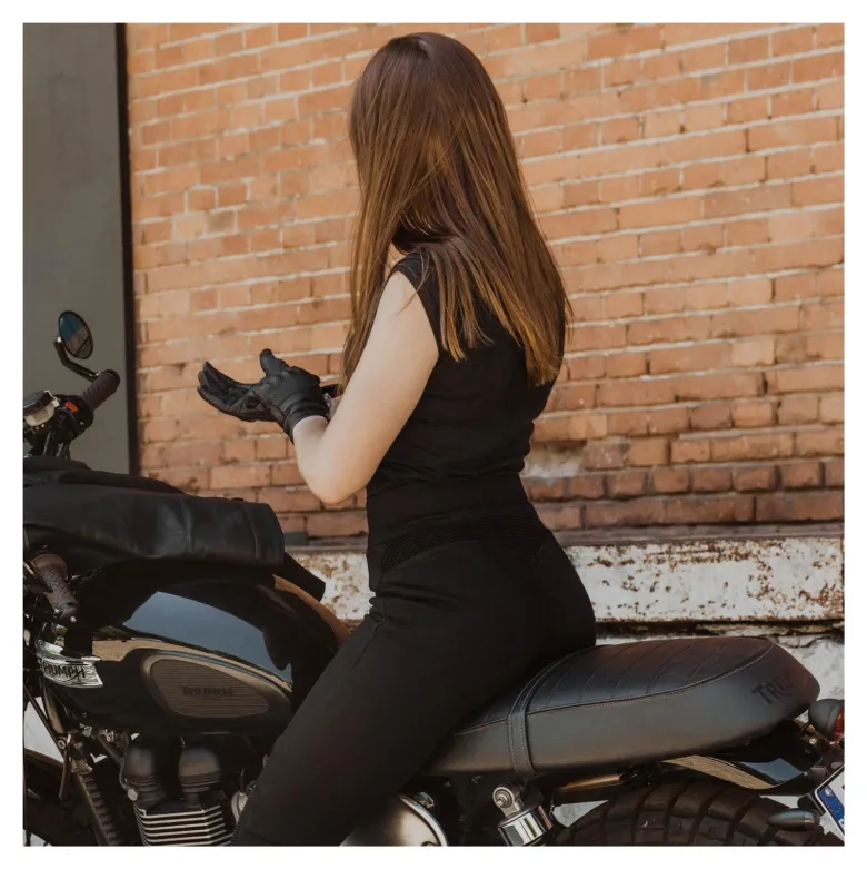 Jeansy motocyklowe damskie OZONE CHICA LADY BLACK czarny
