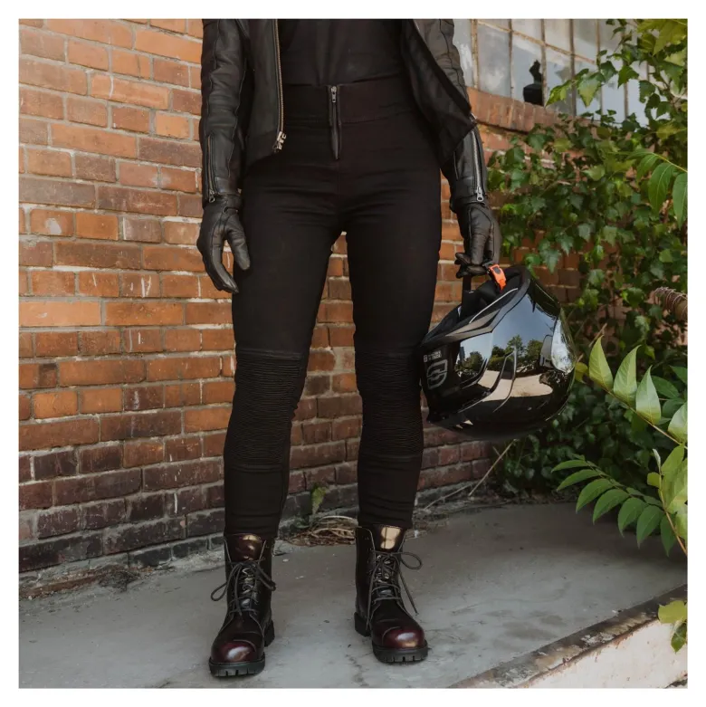 Jeansy motocyklowe damskie OZONE CHICA LADY BLACK czarny