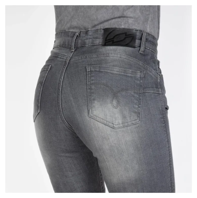 Jeansy motocyklowe damskie OZONE STRIKER LADY SLIM FIT WASHED GREY szary