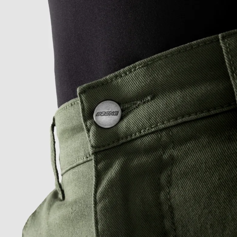 Jeansy motocyklowe damskie OZONE JANE LADY JOGGER FIT OLIVE zielony