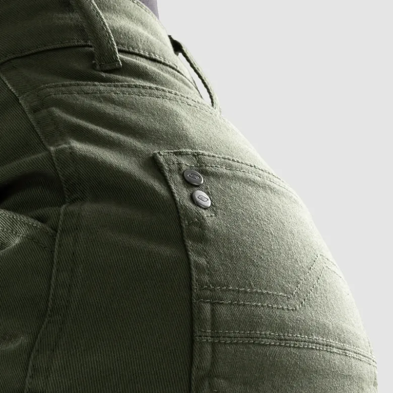 Jeansy motocyklowe damskie OZONE JANE LADY JOGGER FIT OLIVE zielony