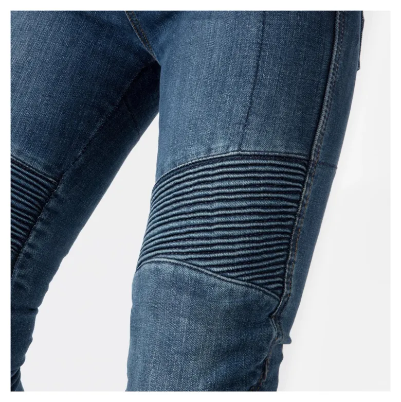 Jeansy motocyklowe damskie OZONE AGNESS II LADY WASHED BLUE niebieski