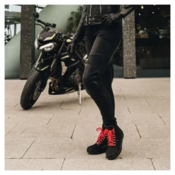Jeansy motocyklowe damskie OZONE AGNESS II LADY WASHED BLACK czarny