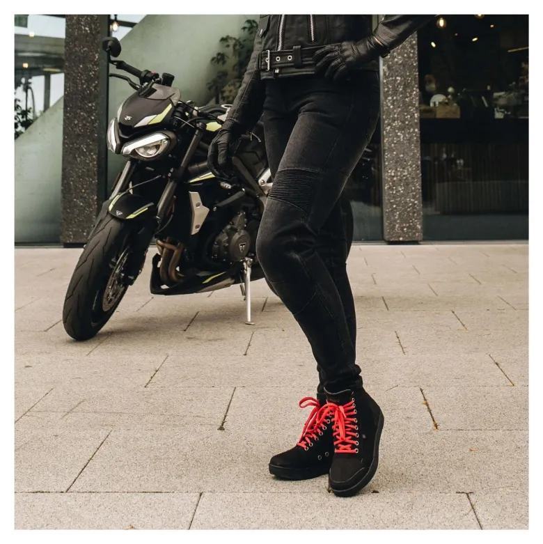 Jeansy motocyklowe damskie OZONE AGNESS II LADY WASHED BLACK czarny
