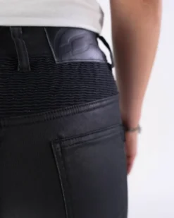 Jeansy motocyklowe damskie OZONE ROXY LADY WAXED BLACK czarny