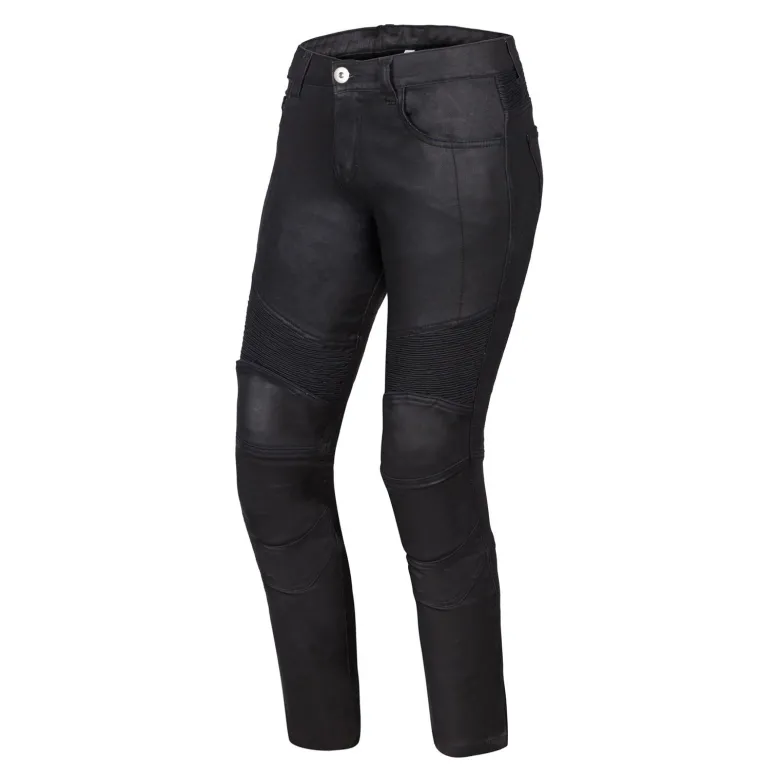 Jeansy motocyklowe damskie OZONE ROXY LADY WAXED BLACK czarny