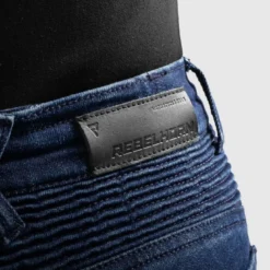 Jeansy motocyklowe damskie REBELHORN AGNESS 2 MONOLAYER WASHED BLUE niebieski