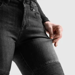 Jeansy motocyklowe damskie REBELHORN AGNESS 2 MONOLAYER WASHED BLACK czarny