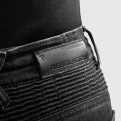 Jeansy motocyklowe damskie REBELHORN AGNESS 2 MONOLAYER WASHED BLACK czarny