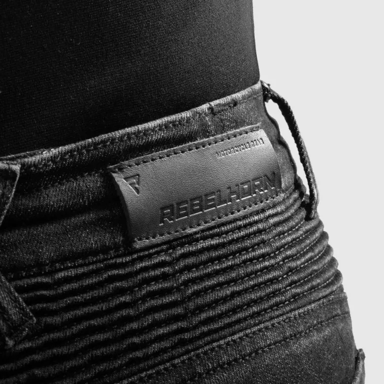 Jeansy motocyklowe damskie REBELHORN AGNESS 2 MONOLAYER WASHED BLACK czarny