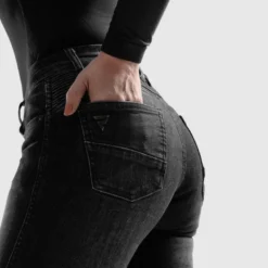 Jeansy motocyklowe damskie REBELHORN AGNESS 2 MONOLAYER WASHED BLACK czarny