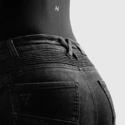 Jeansy motocyklowe damskie REBELHORN AGNESS 2 MONOLAYER WASHED BLACK czarny