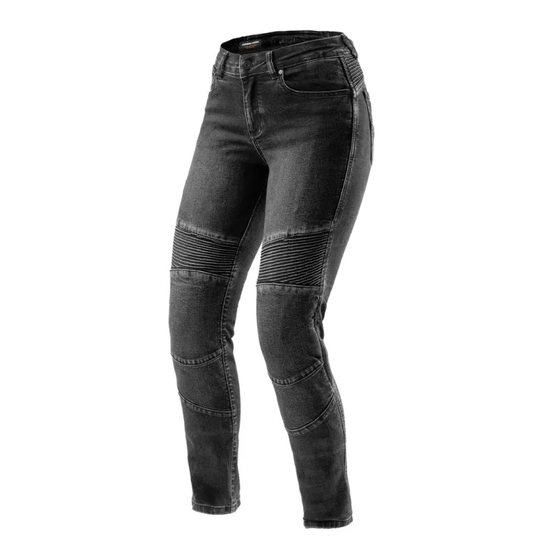 Jeansy motocyklowe damskie REBELHORN AGNESS 2 MONOLAYER WASHED BLACK czarny