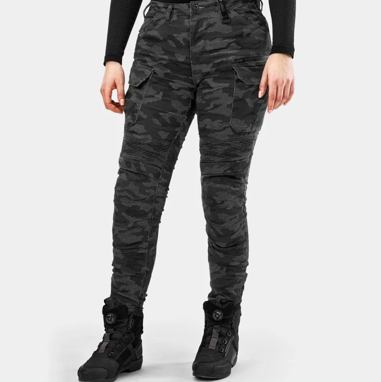 Jeansy motocyklowe damskie SHIMA GIRO 3.0 LADY CAMO szary czarny