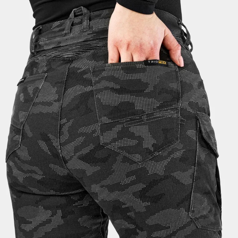 Jeansy motocyklowe damskie SHIMA GIRO 3.0 LADY CAMO szary czarny