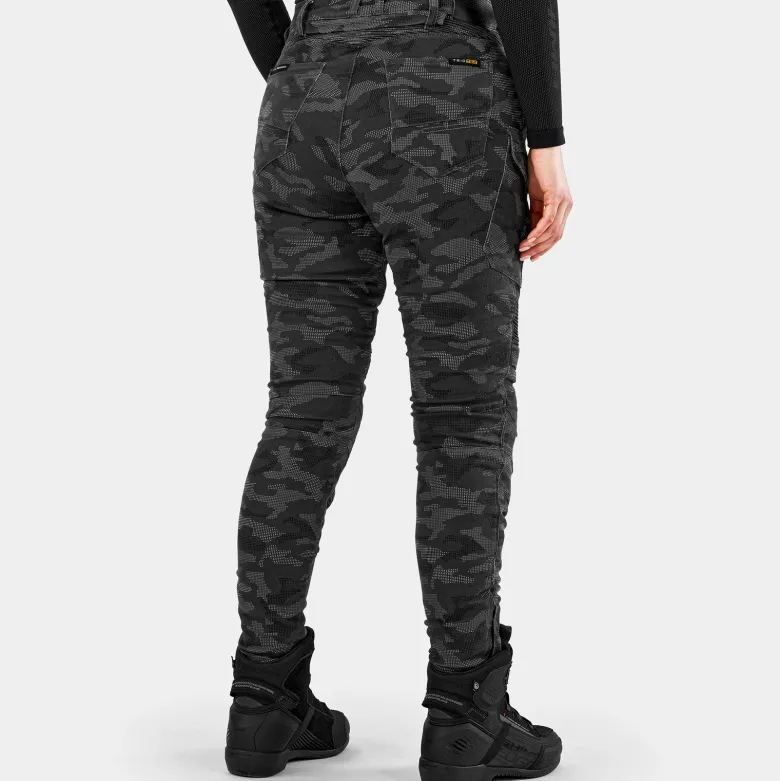 Jeansy motocyklowe damskie SHIMA GIRO 3.0 LADY CAMO szary czarny