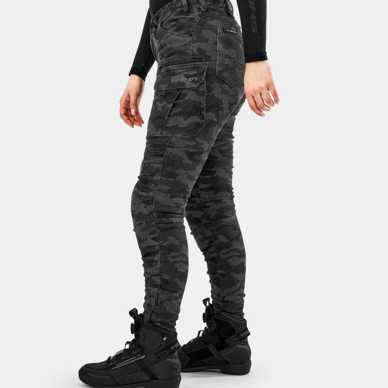 Jeansy motocyklowe damskie SHIMA GIRO 3.0 LADY CAMO szary czarny