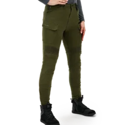 Jeansy motocyklowe damskie SHIMA GIRO 3.0 LADY KHAKI zielony
