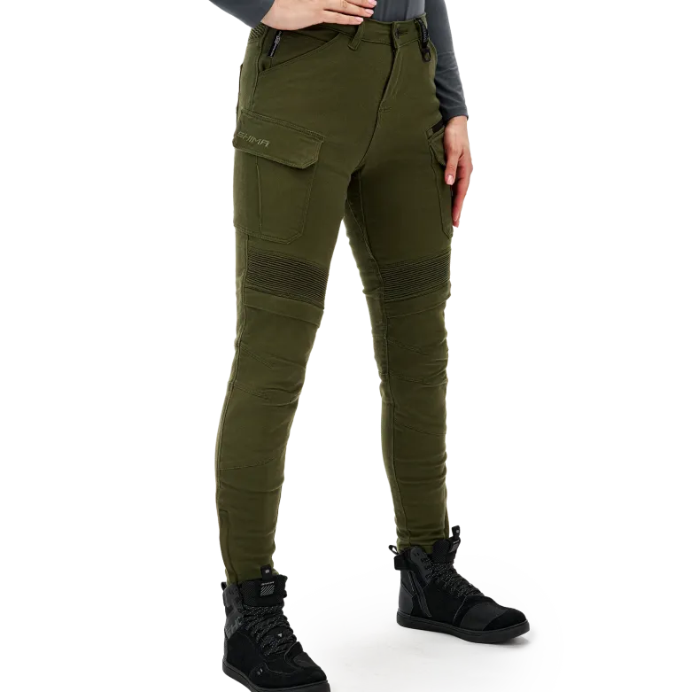 Jeansy motocyklowe damskie SHIMA GIRO 3.0 LADY KHAKI zielony