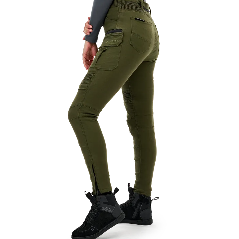 Jeansy motocyklowe damskie SHIMA GIRO 3.0 LADY KHAKI zielony