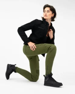 Jeansy motocyklowe damskie SHIMA GIRO 3.0 LADY KHAKI zielony