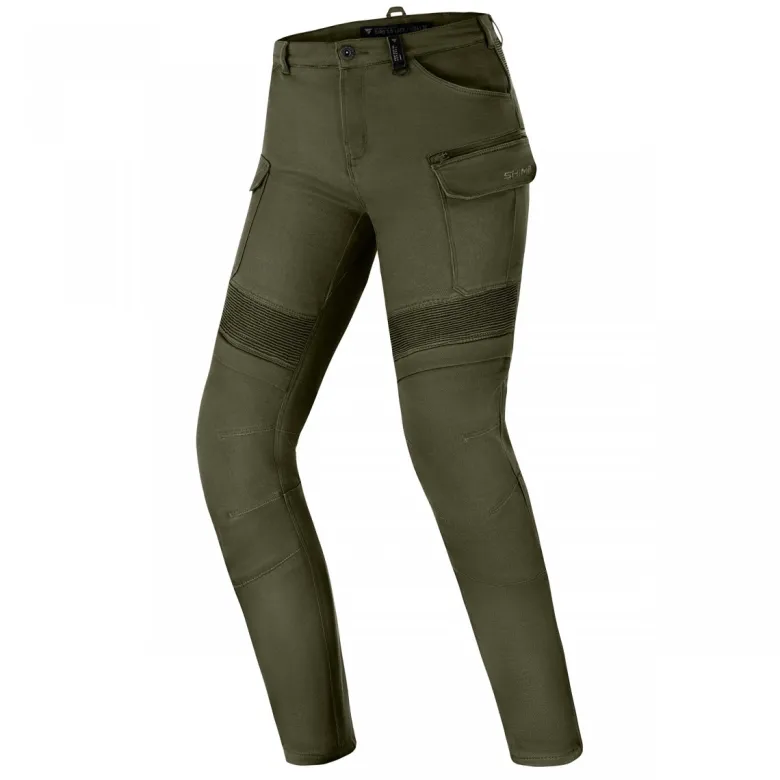 Jeansy motocyklowe damskie SHIMA GIRO 3.0 LADY KHAKI zielony
