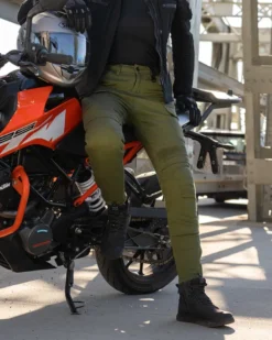 Jeansy motocyklowe damskie SHIMA GIRO 3.0 LADY KHAKI zielony
