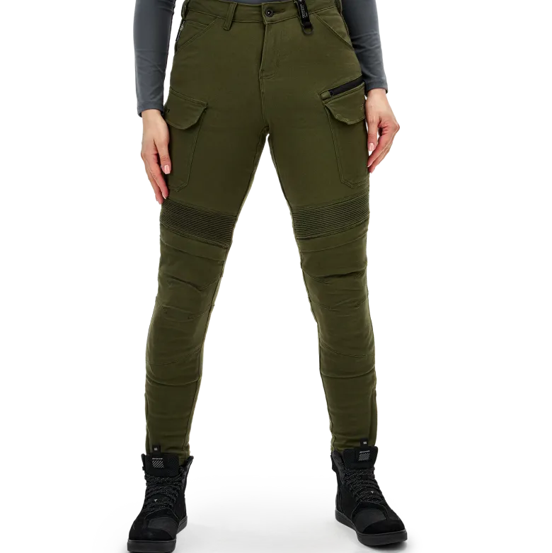 Jeansy motocyklowe damskie SHIMA GIRO 3.0 LADY KHAKI zielony