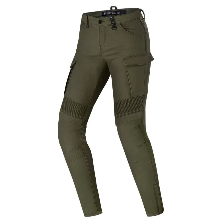 Jeansy motocyklowe damskie SHIMA GIRO 2.0 LADY KHAKI zielony
