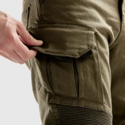 Jeansy motocyklowe OZONE FASTER TAPERED FIT OLIVE zielony