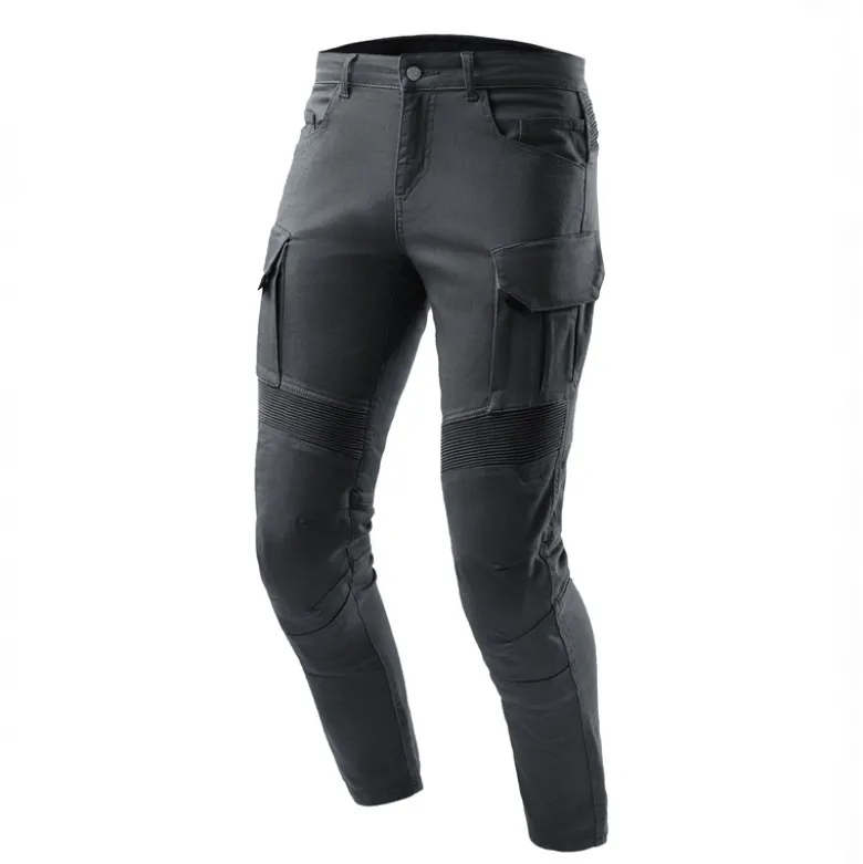 Jeansy motocyklowe OZONE FASTER TAPERED FIT BLACK czarny