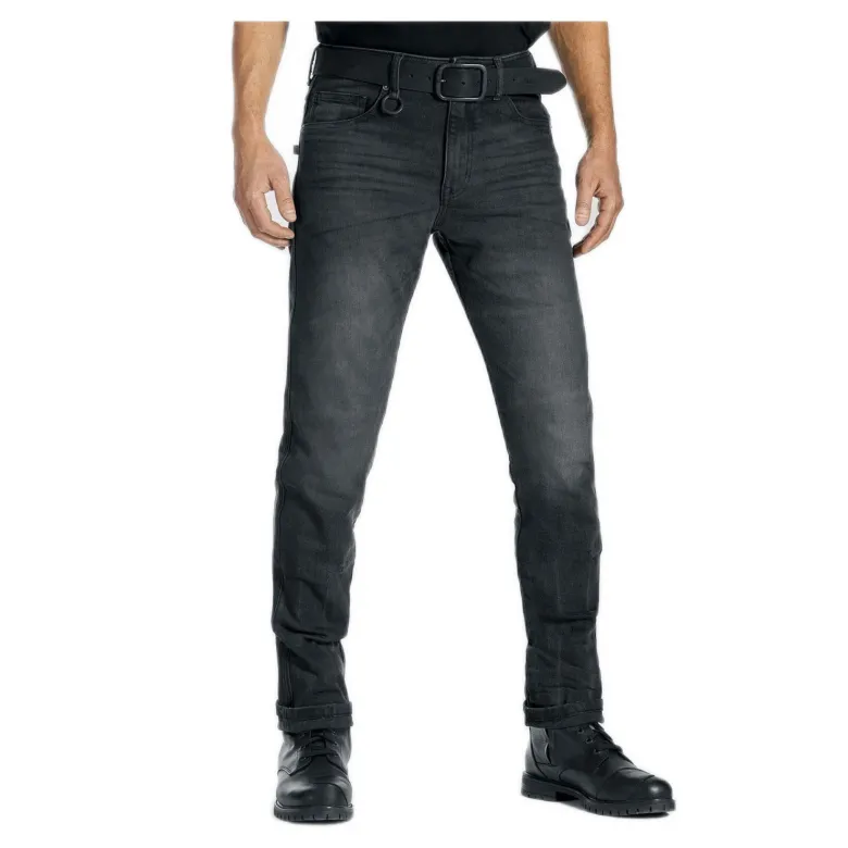 Jeansy motocyklowe PANDO MOTO ROBBY SLIM BLACK czarny