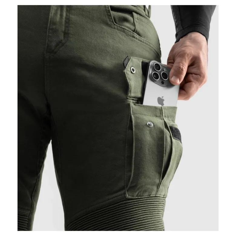 Jeansy motocyklowe REBELHORN FASTER OLIVE GREEN zielony
