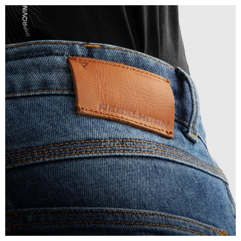 Jeansy motocyklowe REBELHORN BRONCO MONOLAYER WASHED BLUE niebieski