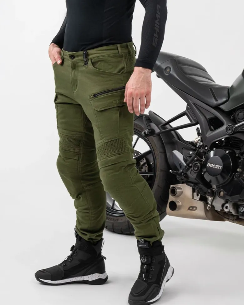 Jeansy motocyklowe SHIMA GIRO 3.0 KHAKI zielony