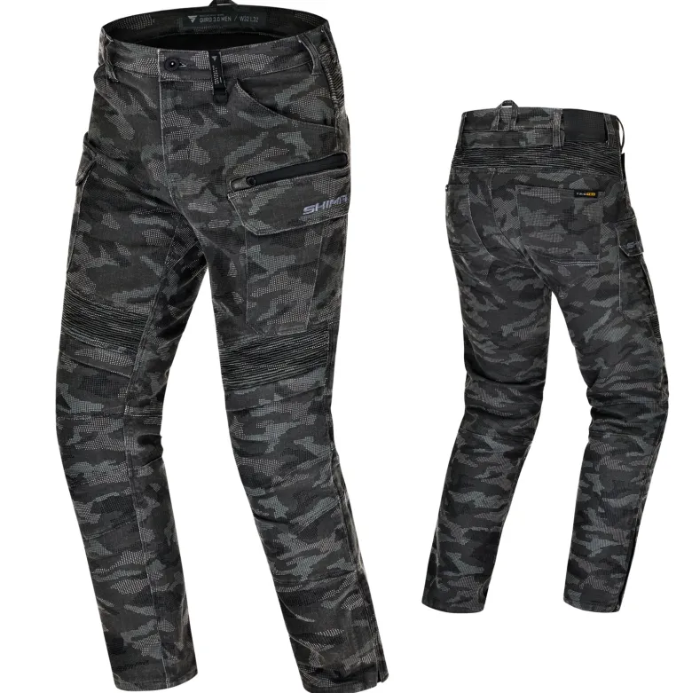 Jeansy motocyklowe SHIMA GIRO 3.0 CAMO szary czarny