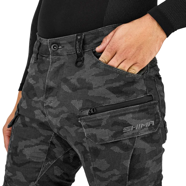 Jeansy motocyklowe SHIMA GIRO 3.0 CAMO szary czarny
