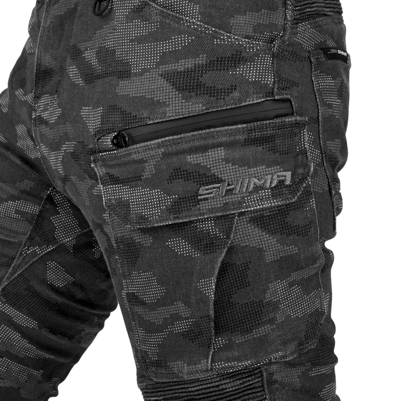 Jeansy motocyklowe SHIMA GIRO 3.0 CAMO szary czarny