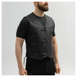 Kamizelka skórzana BROGER CLUBMAN BLACK czarny