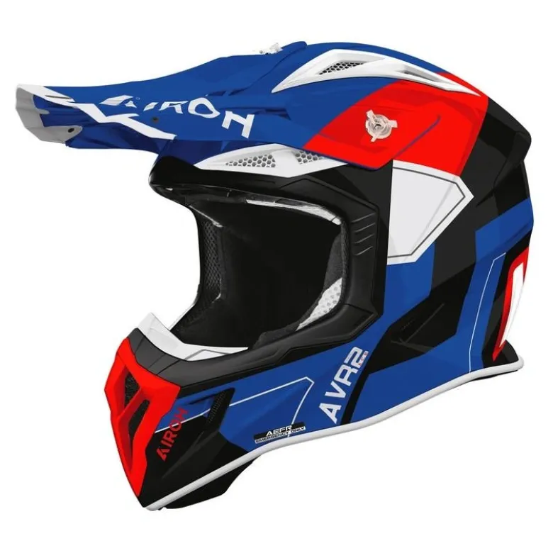 Kask cross AIROH AVIATOR ACE 2 SHIELD BLUE RED GLOSS niebieski czerwony biały czarny