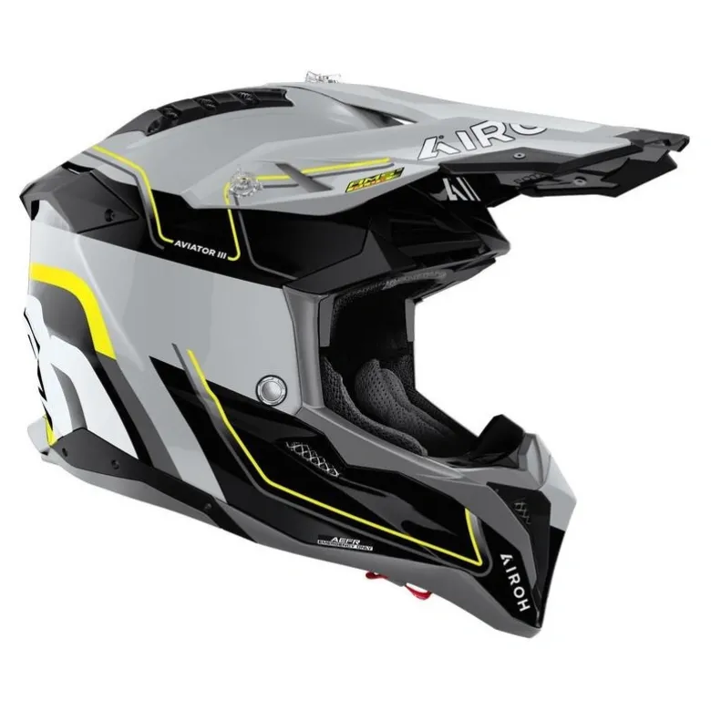 Kask cross AIROH AVIATOR 3 LEADER YELLOW GLOSS szary czarny żółty