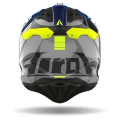 Kask cross AIROH AVIATOR 3 PUSH BLUE GLOSS szary niebieski żółty fluo