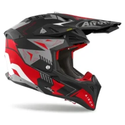 Kask cross AIROH AVIATOR 3 SPIN RED MATT czarny czerwony szary biały