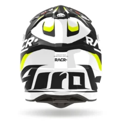 Kask cross AIROH STRYCKER RACR GLOSS czarny biały żółty fluo